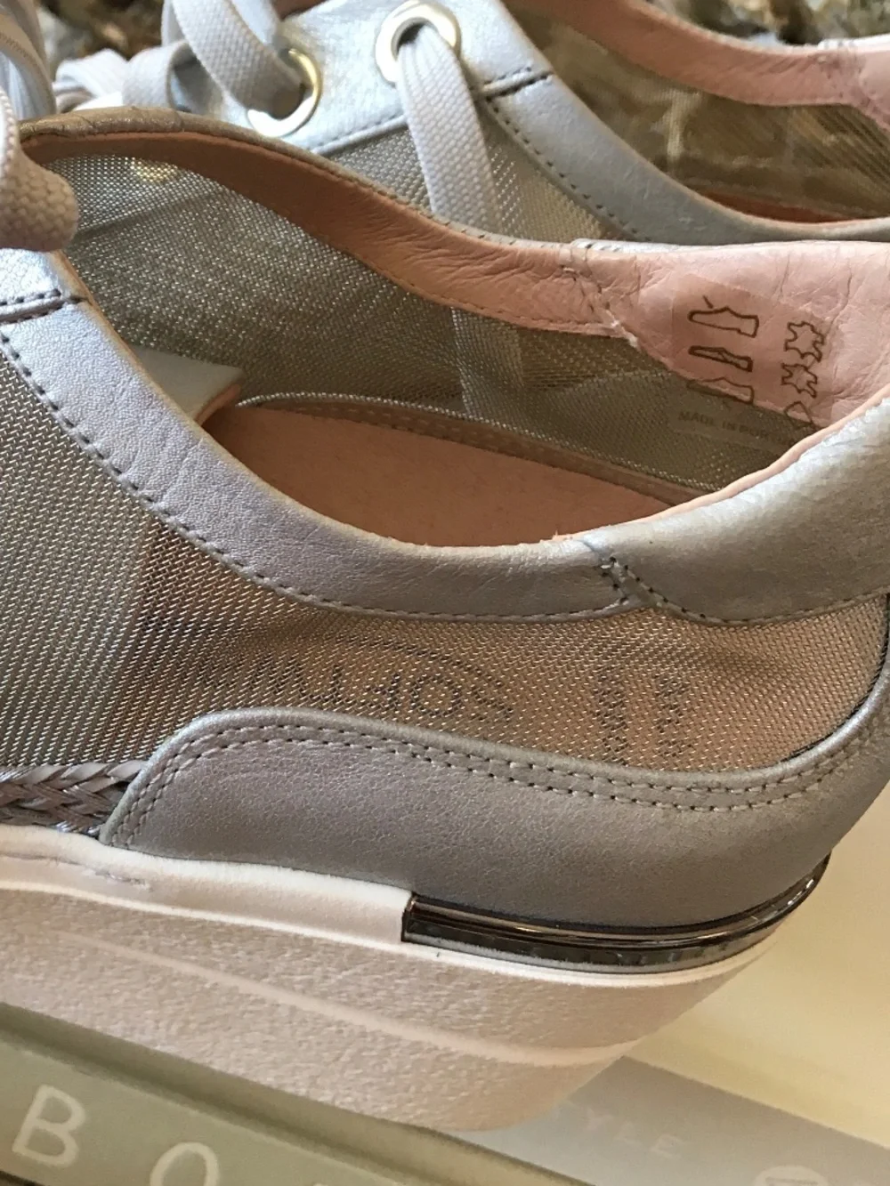 🆕 SOFTWAVES SILVER LEATHER MESH WEDGE PLATFORM SNEAKERS